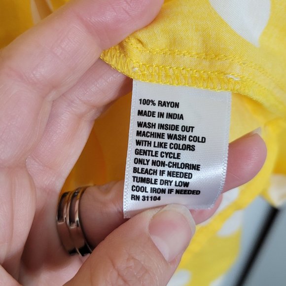 Crown & Ivy NEW Yellow White Polka Dot Dress A-Line Lightweight Midi Small NWT - Picture 10 of 13
